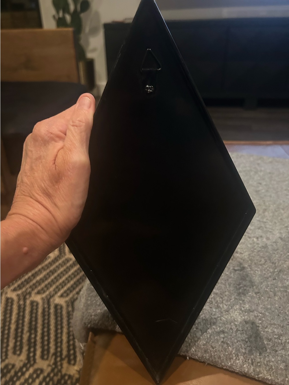 Vintage Diamond -Shaped Black Wall Mirror with granite veining - Picture 5 of 5